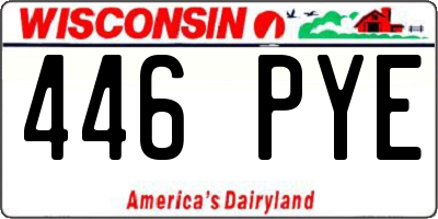 WI license plate 446PYE