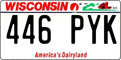 WI license plate 446PYK