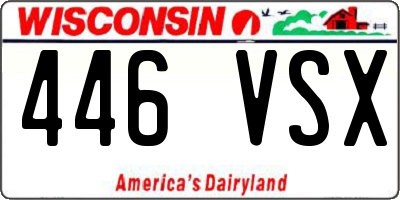 WI license plate 446VSX