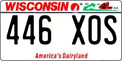 WI license plate 446XOS