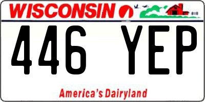 WI license plate 446YEP