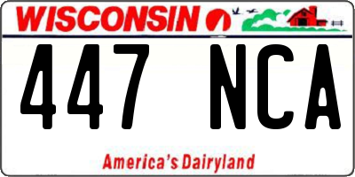 WI license plate 447NCA