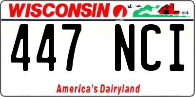 WI license plate 447NCI