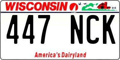 WI license plate 447NCK