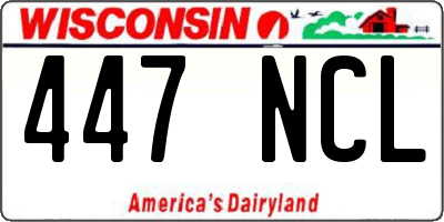 WI license plate 447NCL