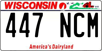 WI license plate 447NCM