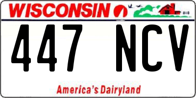 WI license plate 447NCV