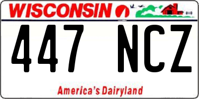 WI license plate 447NCZ