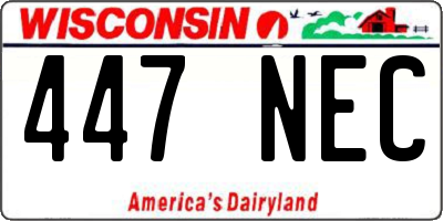 WI license plate 447NEC