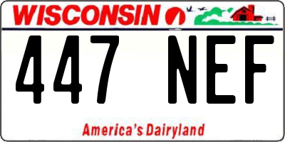 WI license plate 447NEF
