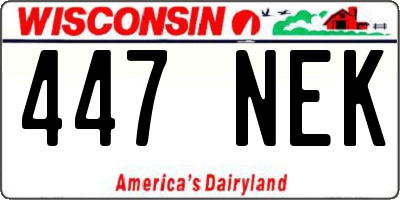 WI license plate 447NEK