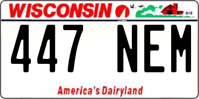 WI license plate 447NEM