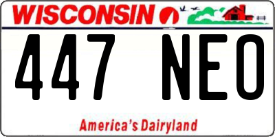 WI license plate 447NEO