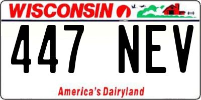 WI license plate 447NEV