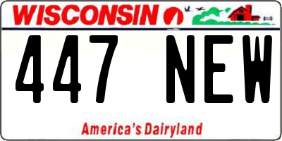 WI license plate 447NEW
