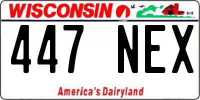 WI license plate 447NEX