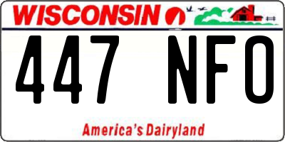 WI license plate 447NFO