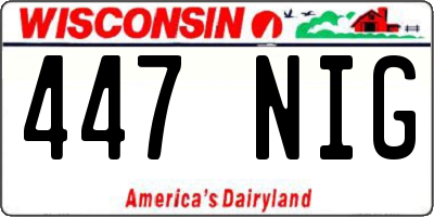 WI license plate 447NIG