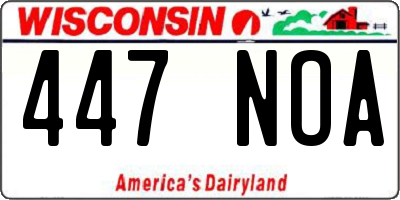WI license plate 447NOA
