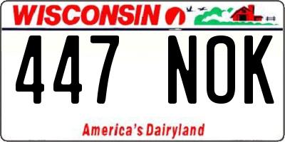 WI license plate 447NOK