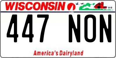 WI license plate 447NON