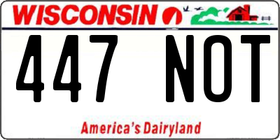 WI license plate 447NOT