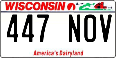 WI license plate 447NOV