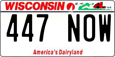 WI license plate 447NOW
