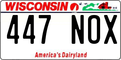 WI license plate 447NOX