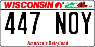 WI license plate 447NOY