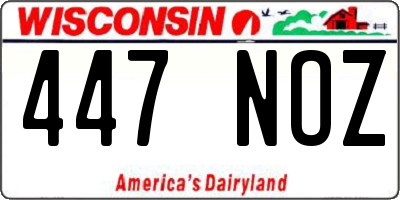 WI license plate 447NOZ