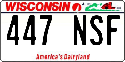 WI license plate 447NSF