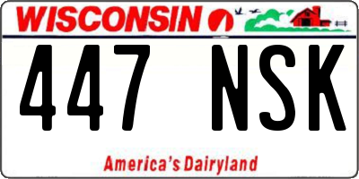 WI license plate 447NSK