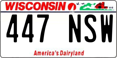 WI license plate 447NSW