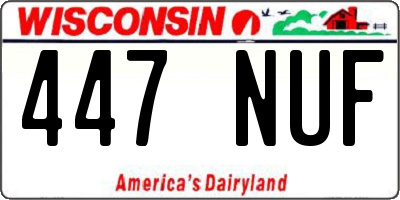 WI license plate 447NUF