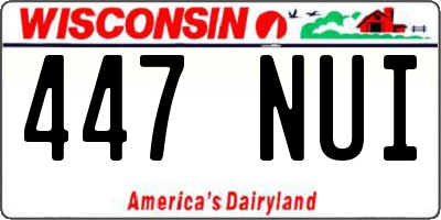 WI license plate 447NUI