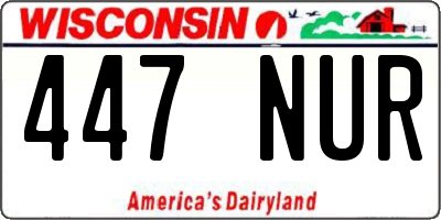 WI license plate 447NUR
