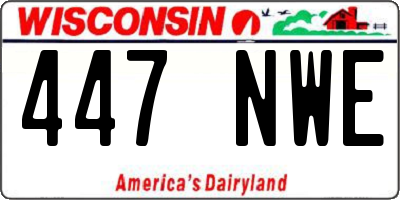 WI license plate 447NWE