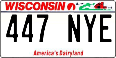 WI license plate 447NYE