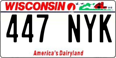 WI license plate 447NYK