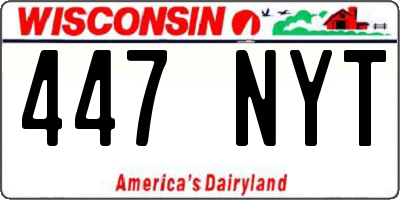 WI license plate 447NYT