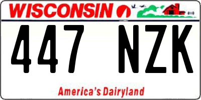 WI license plate 447NZK