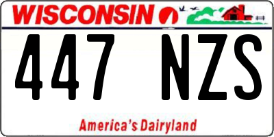 WI license plate 447NZS
