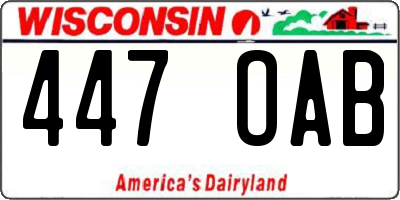 WI license plate 447OAB