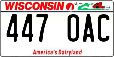 WI license plate 447OAC