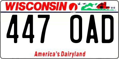 WI license plate 447OAD