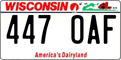 WI license plate 447OAF