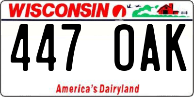 WI license plate 447OAK