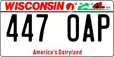 WI license plate 447OAP