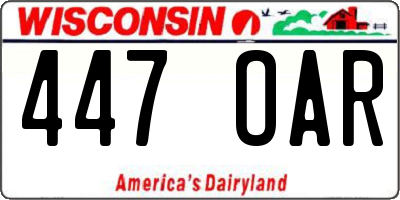 WI license plate 447OAR